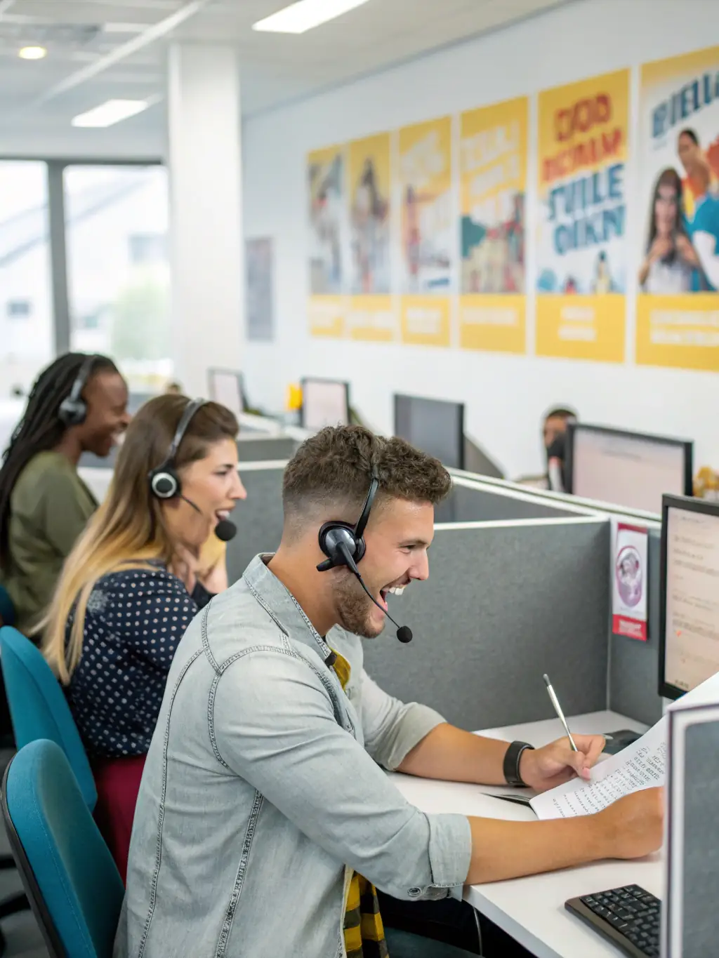 A call center environment with agents using predictive dialers and callbots to efficiently manage and prioritize debt collection calls.